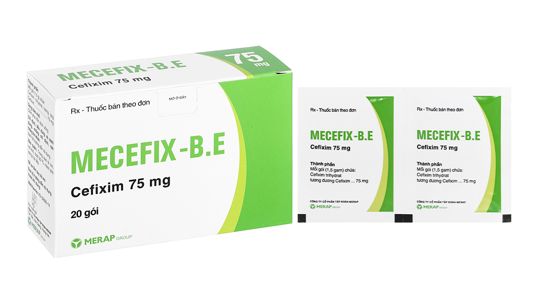 Cốm pha hỗn dịch uống Mecefix-B.E 75mg trị nhiễm khuẩn hộp 20 gói