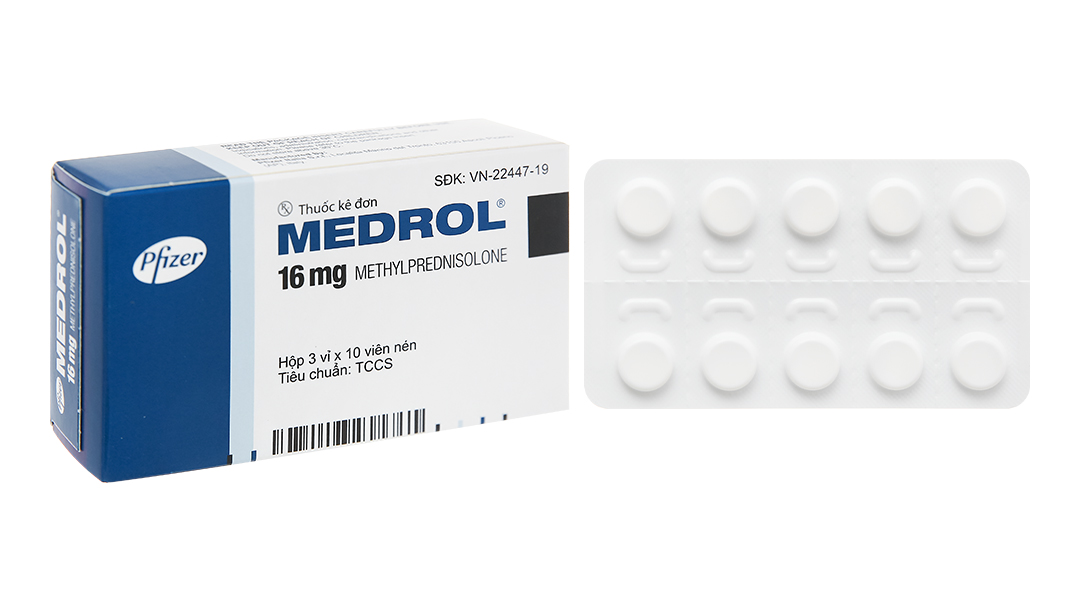 Medrol 16mg thuốc kháng viêm (3 vỉ x 10 viên)