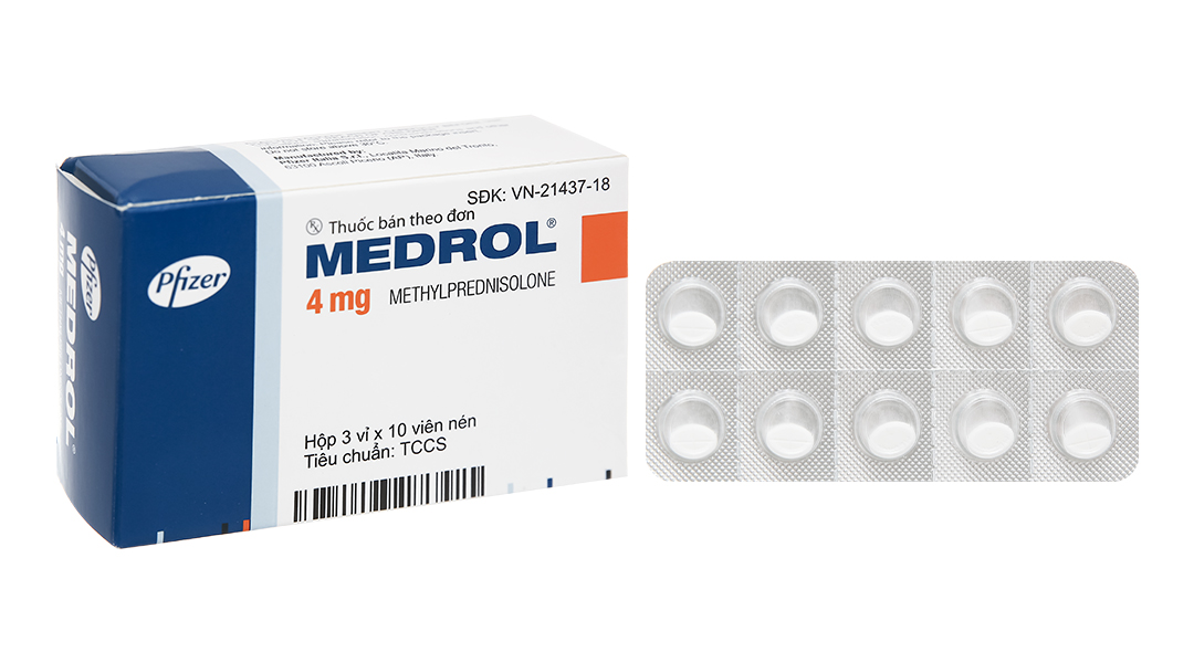 Medrol 4mg thuốc kháng viêm (3 vỉ x 10 viên)