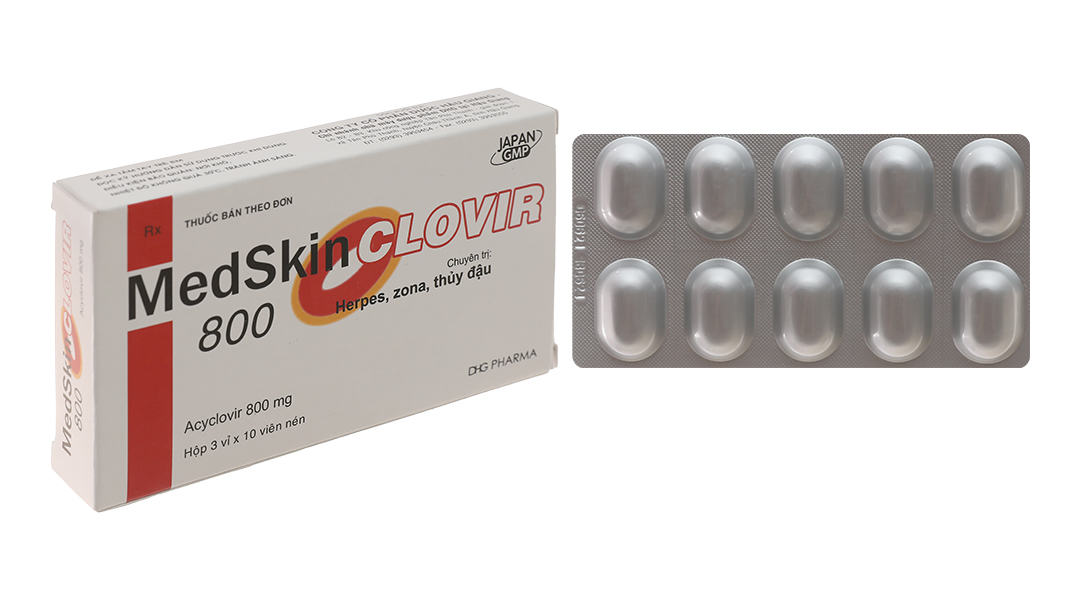 Medskin Clovir 800 thuốc ngừa virus (3 vỉ x 10 viên)