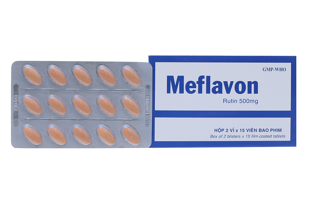 Meflavon 500mg trị trĩ, suy giãn tĩnh mạch (2 vỉ x 15 viên)