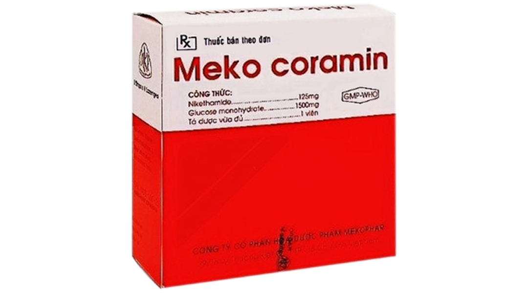 Viên ngậm Meko Coramin trị suy hô hấp, suy tuần hoàn (5 vỉ x 4 viên)