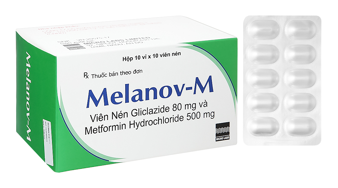 Melanov-M 80mg/500mg trị đái tháo đường (10 vỉ x 10 viên)