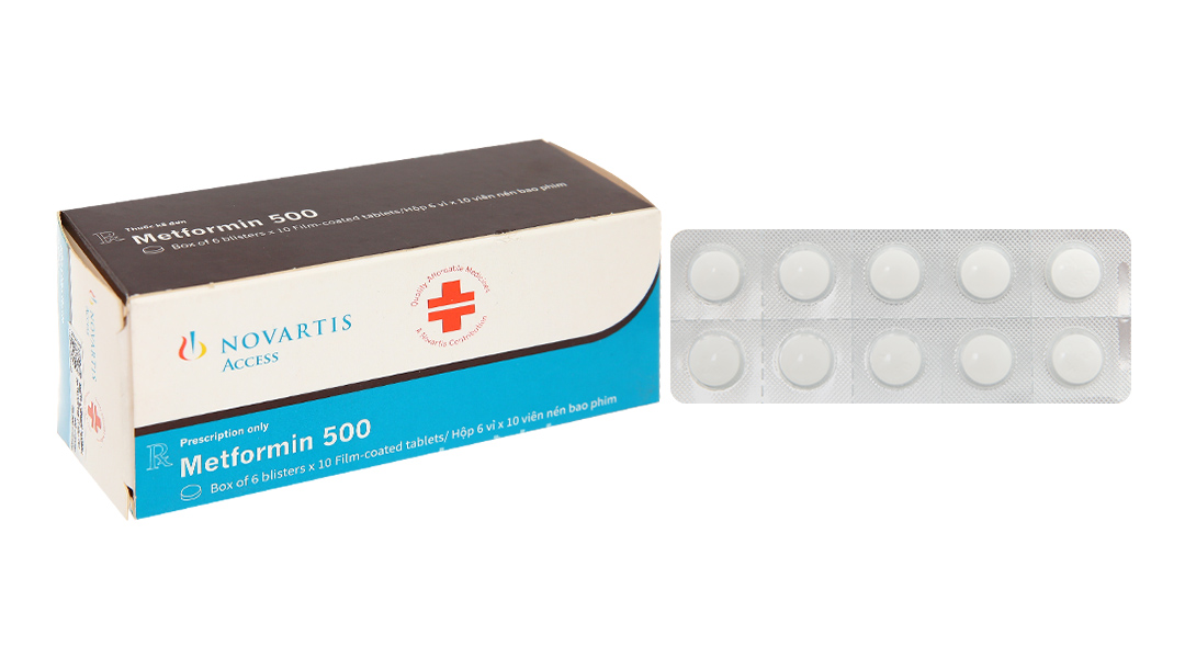 Metformin 500 Novartis trị đái tháo đường (6 vỉ x 10 viên)