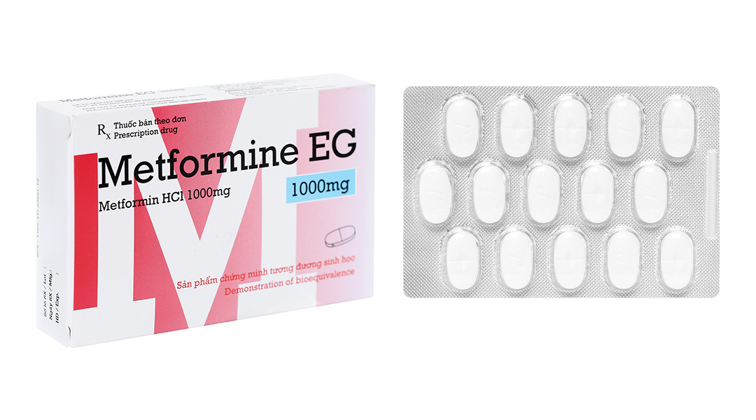 Metformine EG 1000mg trị đái tháo đường (2 vỉ x 15 viên)