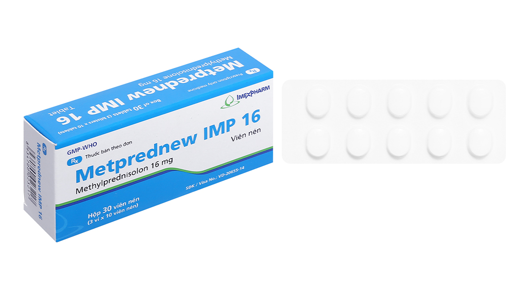 Metprednew IMP 16 thuốc kháng viêm (3 vỉ x 10 viên)