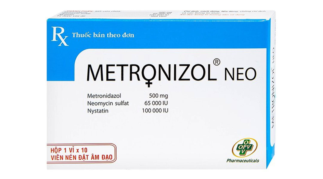 Viên đặt âm đạo Metronizol Neo trị viêm âm đạo (1 vỉ x 10 viên)