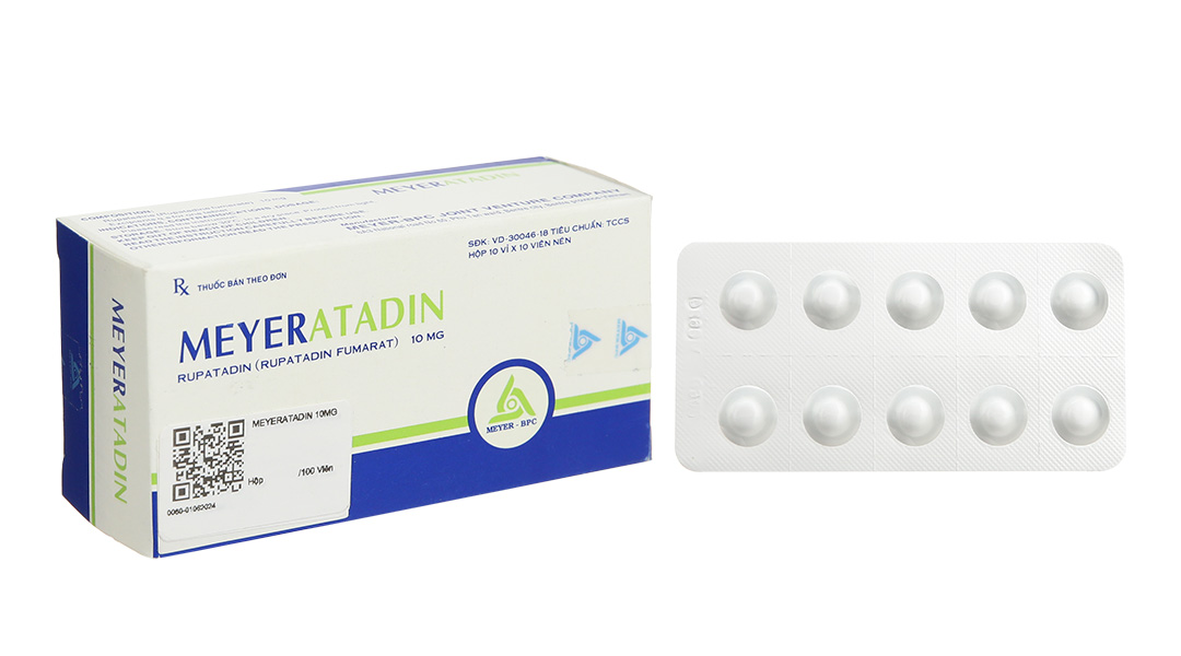 Meyeratadin 10mg trị viêm mũi dị ứng, mày đay (10 vỉ x 10 viên)