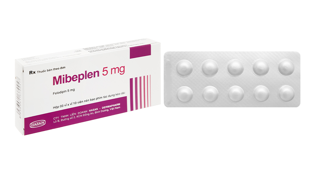 Mibeplen 5mg trị tăng huyết áp, đau thắt ngực (3 vỉ x 10 viên)