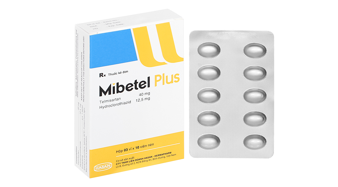 Mibetel Plus 40mg/12.5mg trị tăng huyết áp (3 vỉ x 10 viên)