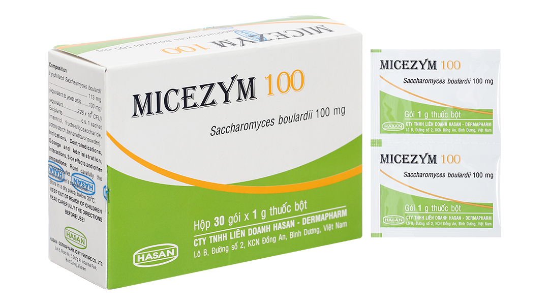 Thuốc bột Micezym 100 bổ sung vi sinh, hỗ trợ trị tiêu chảy (30 gói x 1g)