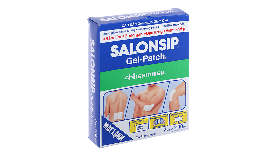 Cao dán Salonsip Gel-Patch giảm đau, kháng viêm cơ xương hộp 2 miếng