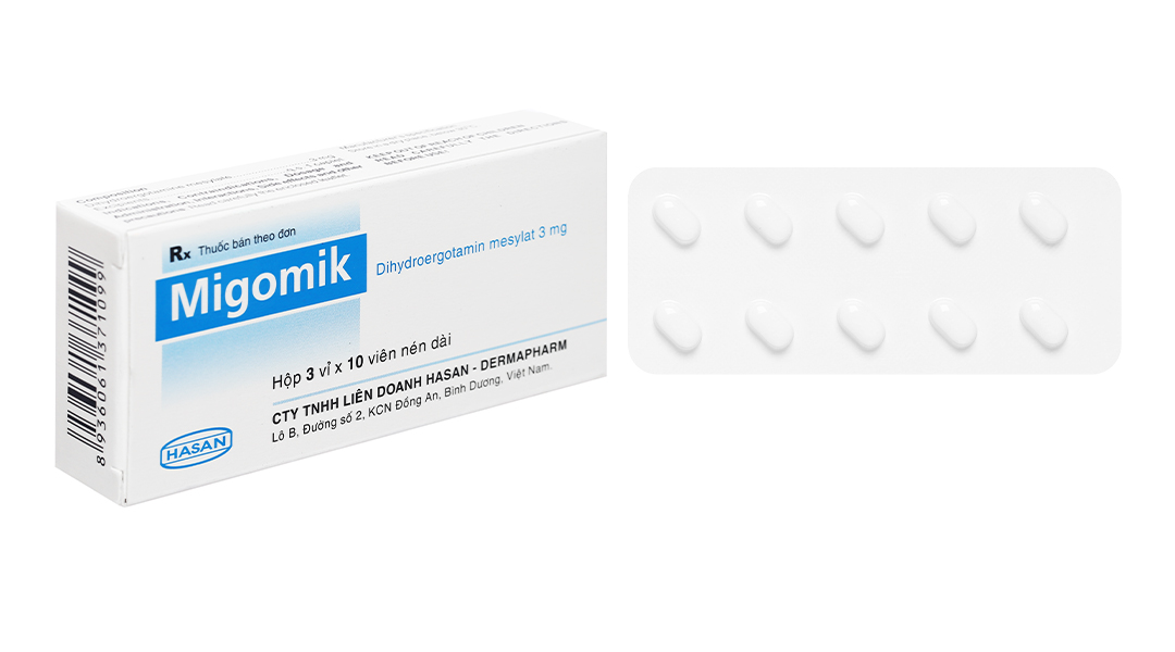 Migomik 3mg trị đau nửa đầu (3 vỉ x 10 viên)