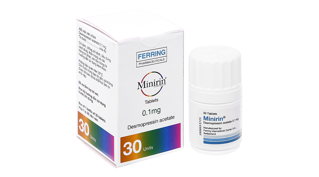 Minirin 0.1mg trị đái tháo nhạt, tiểu đêm lọ 30 viên