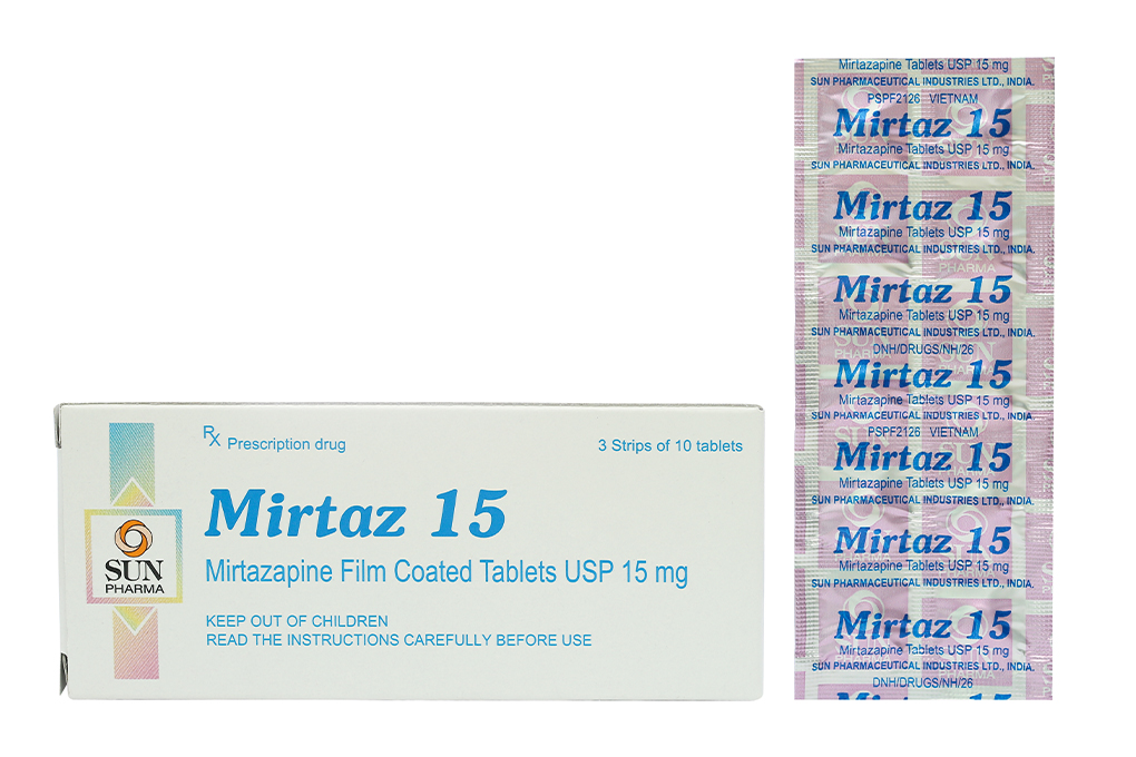 Mirtaz 15 trị trầm cảm (3 vỉ x 10 viên)