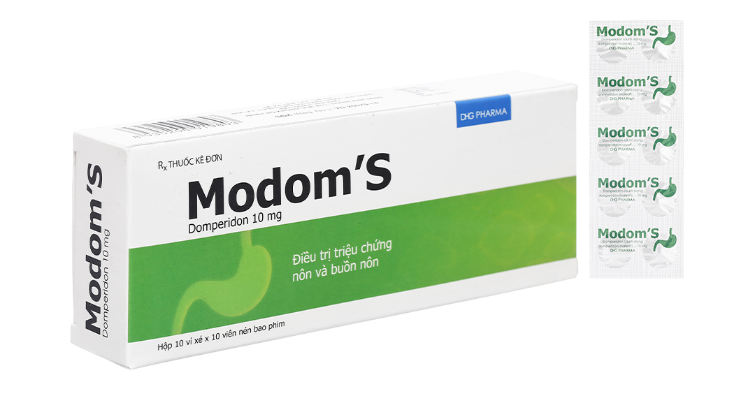 Modom\'s 10mg trị triệu chứng nôn và buồn nôn (10 vỉ x 10 viên)