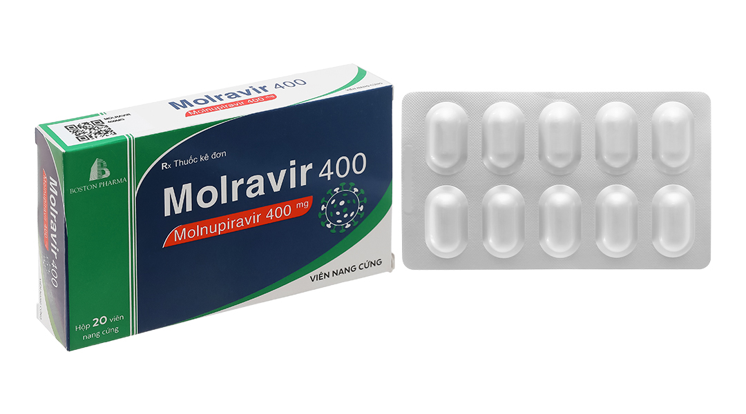 Molravir 400 trị Covid-19 mức độ nhẹ đến trung bình (2 vỉ x 10 viên)