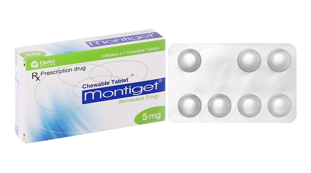 Montiget 5mg trị hen suyễn (2 vỉ x 7 viên)