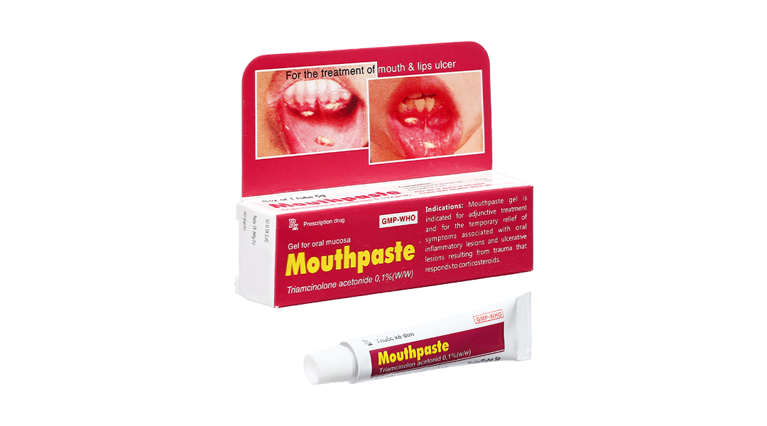 Kem bôi Mouthpaste 0.1% trị viêm ở niêm mạc miệng, lợi và môi tuýp 5g