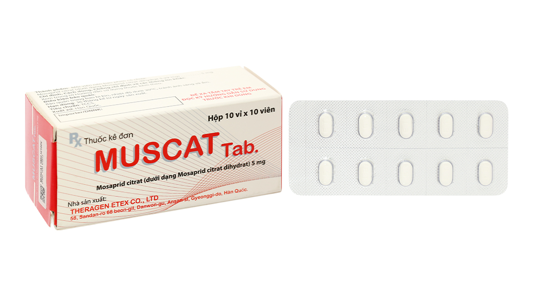 Muscat Tab. 5mg trị triệu chứng dạ dày - ruột (10 vỉ x 10 viên)