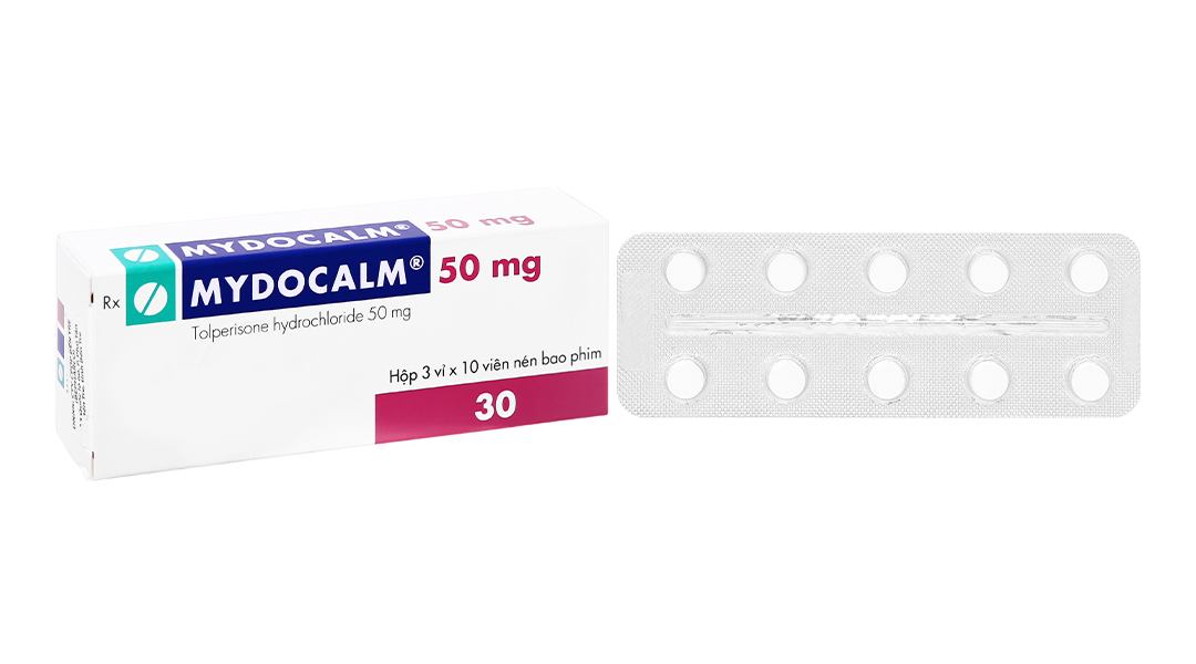 Mydocalm 50mg giãn cơ, trị co cứng cơ (3 vỉ x 10 viên)