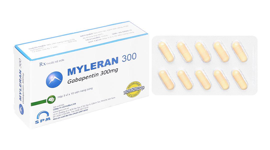 Myleran 300 trị động kinh, đau dây thần kinh (3 vỉ x 10 viên)