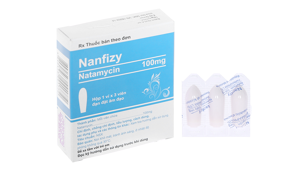 Viên đặt âm đạo Nanfizy 100mg trị nhiễm nấm âm đạo (1 vỉ x 3 viên)