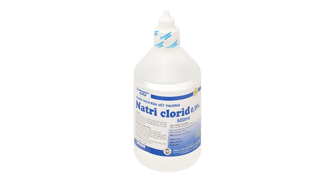 Dung dịch Natri Clorid HDPharma 0.9% rửa vết thương, súc miệng chai 500ml