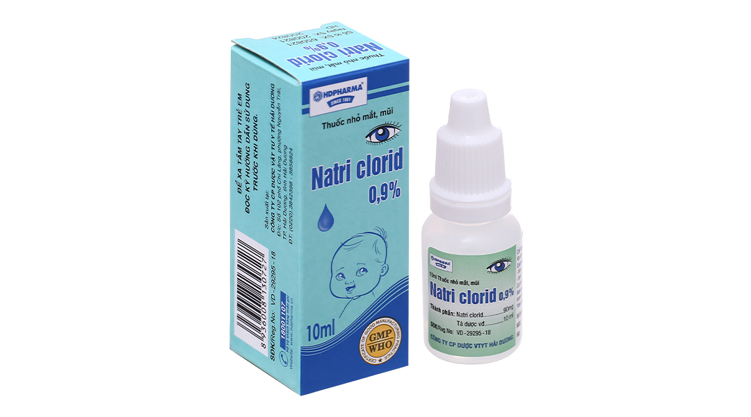 Dung dịch nhỏ mắt Natri Clorid HDpharma 0.9% vệ sinh mắt, mũi lọ 10ml