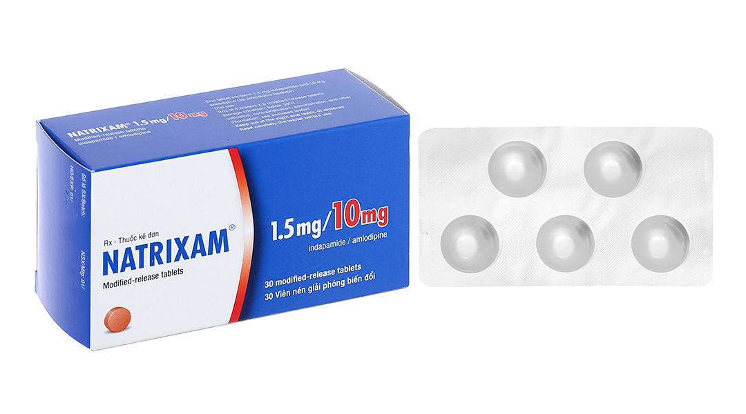 Natrixam 1.5mg/10mg trị tăng huyết áp (6 vỉ x 5 viên)