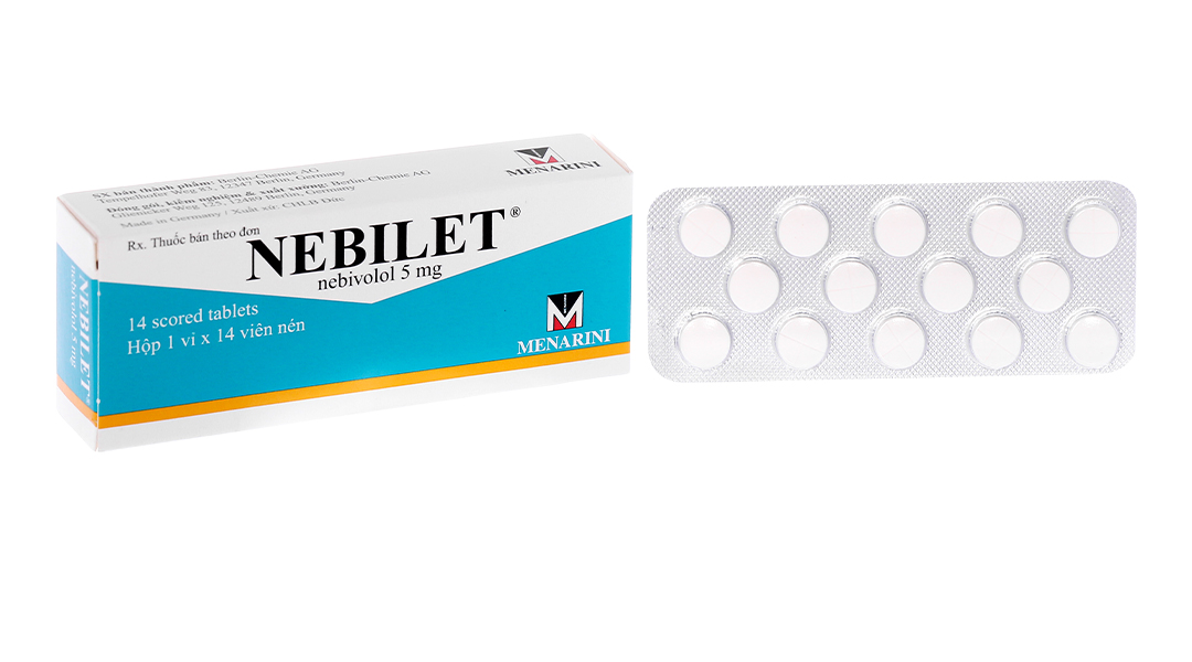 Nebilet 5mg trị tăng huyết áp, suy tim (1 vỉ x 14 viên)