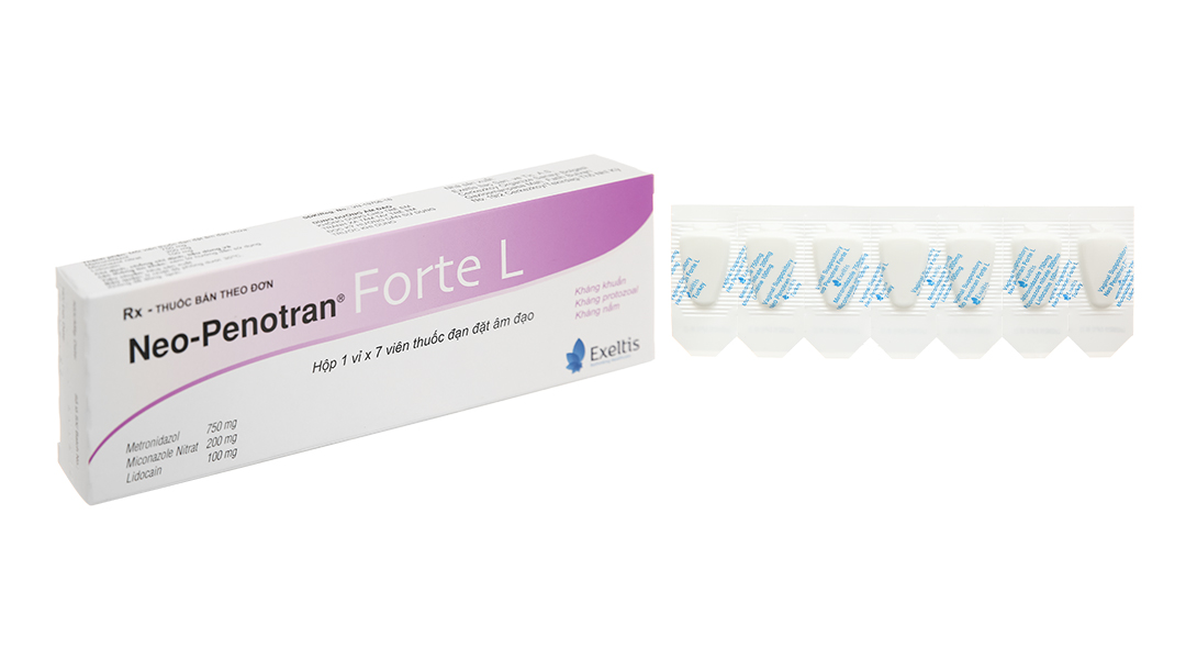 Viên đặt âm đạo Neo-Penotran Forte L trị viêm âm đạo (1 vỉ x 7 viên)