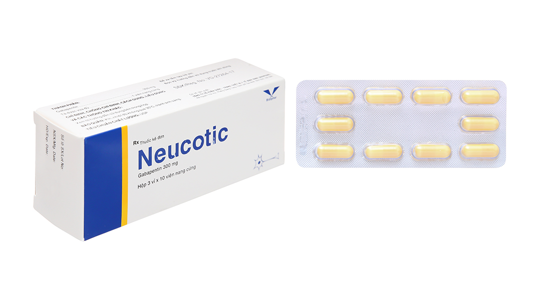 Neucotic 300mg trị động kinh, đau dây thần kinh (3 vỉ x 10 viên)