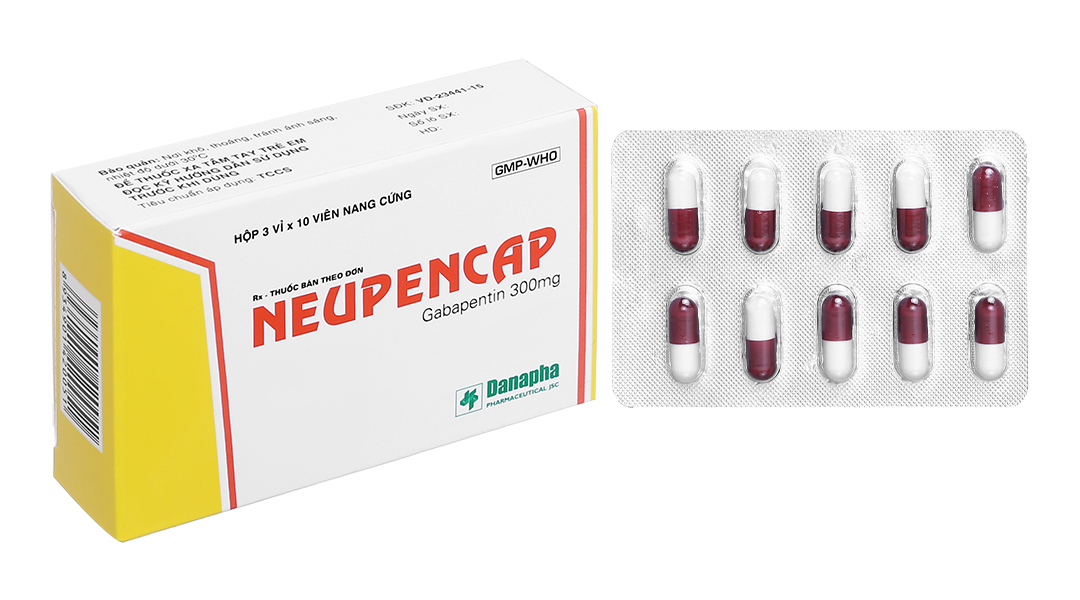 Neupencap 300mg trị động kinh, đau dây thần kinh (3 vỉ x 10 viên)