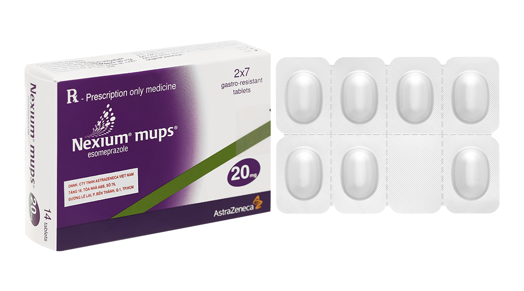 Nexium Mups 20mg trị trào ngược dạ dày, thực quản (2 vỉ x 7 viên)