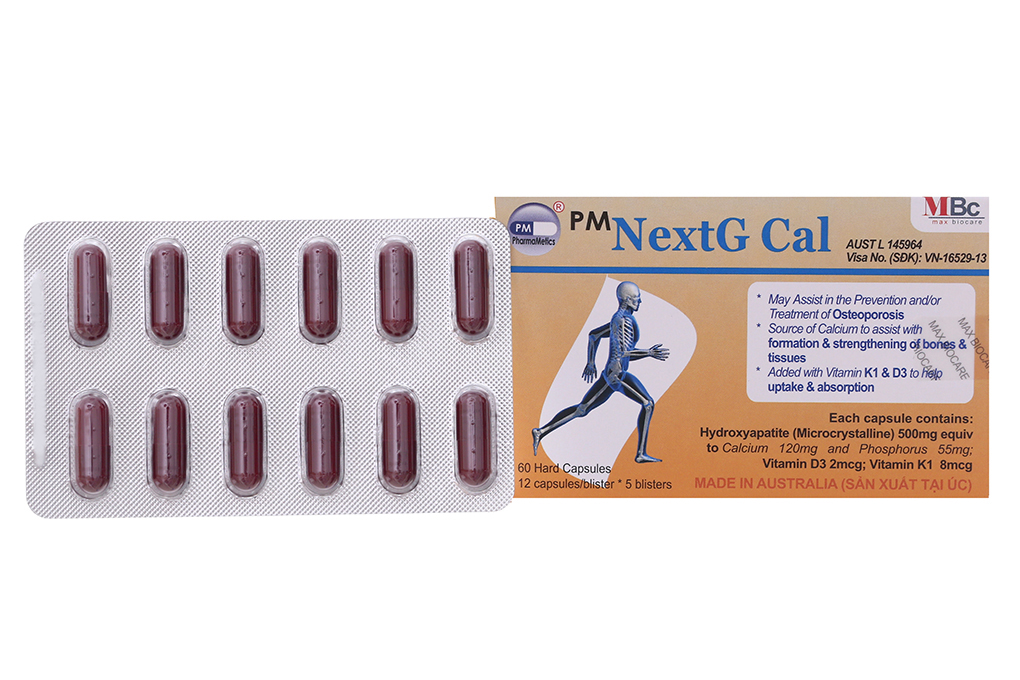 PM NextG Cal bổ sung canxi, trị loãng xương (5 vỉ x 12 viên)