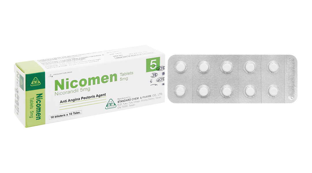 Nicomen 5mg trị đau thắt ngực (10 vỉ x 10 viên)