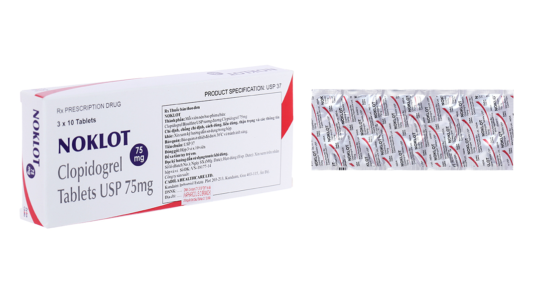 Noklot 75mg ngừa xơ vữa động mạch (3 vỉ x 10 viên)