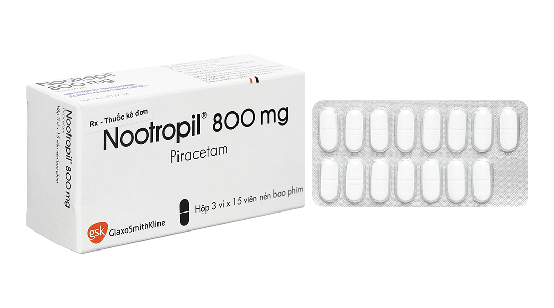 Nootropil 800mg trị chóng mặt, giật rung cơ (3 vỉ x 15 viên)