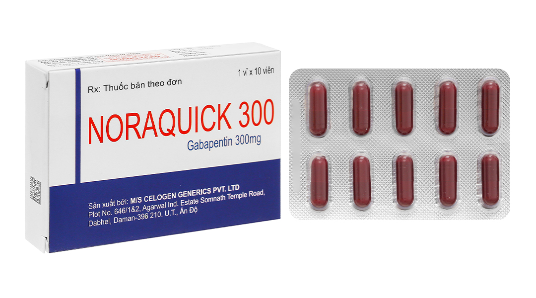 Noraquick 300 trị động kinh, đau dây thần kinh (1 vỉ x 10 viên)