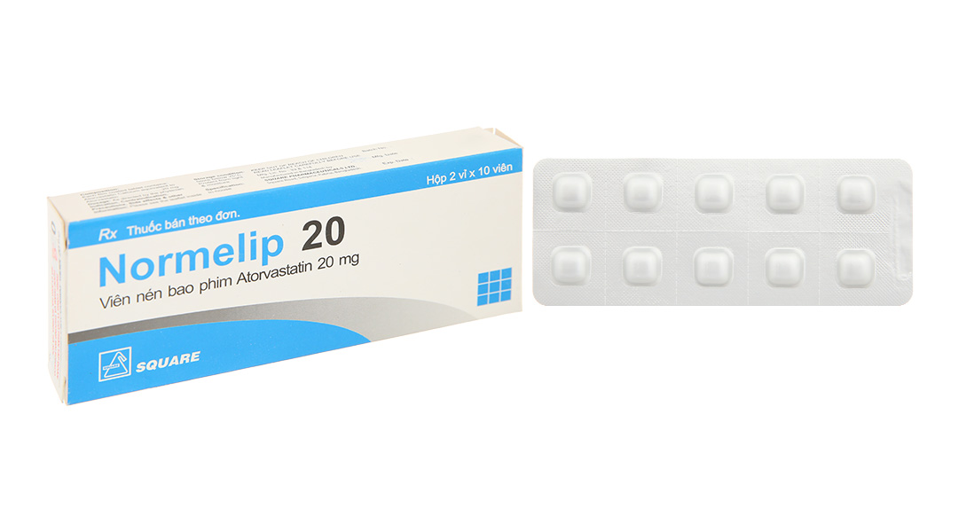 Normelip 20mg hộp 20 viên thuốc điều trị tăng cholesterol huyết (2 vỉ x 10 viên)