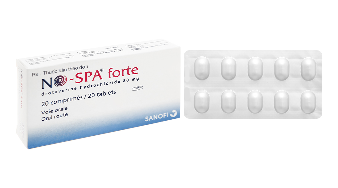 No-Spa Forte 80mg giảm đau do co thắt tiêu hóa (2 vỉ x 10 viên)