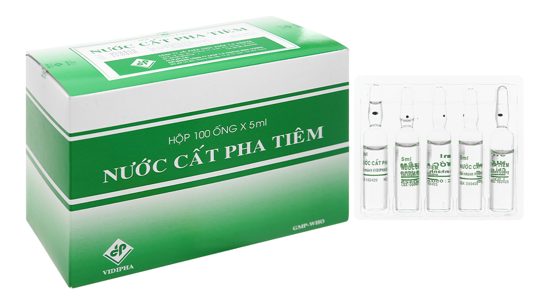 Nước cất pha tiêm Vidipha hòa tan thuốc bột (100 ống x 5ml)