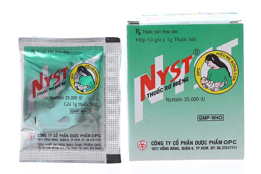 Thuốc bột rơ miệng Nyst trị nấm khoang miệng (10 gói x 1g)