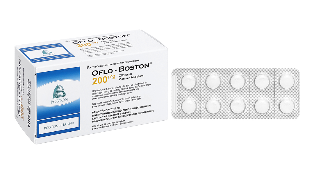 Oflo - Boston 200mg trị nhiễm khuẩn (10 vỉ x 10 viên)