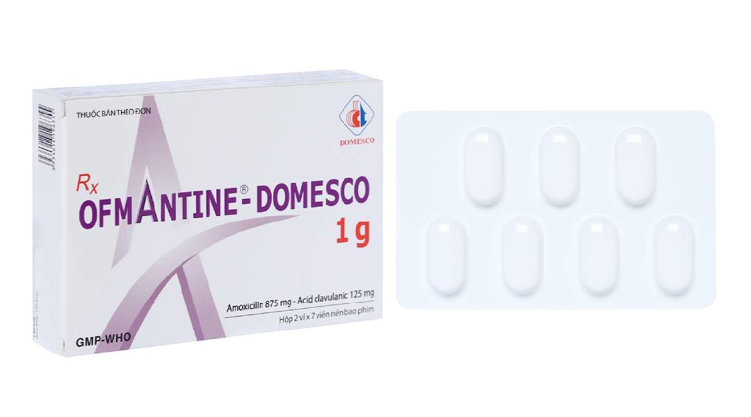 Ofmantine - Domesco 1g trị nhiễm khuẩn (2 vỉ x 7 viên)