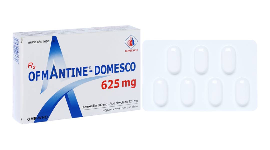 Ofmantine - Domesco 625mg trị nhiễm khuẩn (2 vỉ x 7 viên)