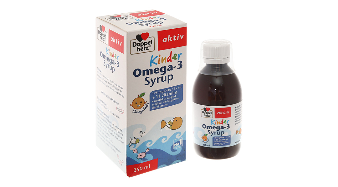 Doppelherz Kinder Omega-3 Syrup tăng cường thị lực, phát triển trí não chai 250ml