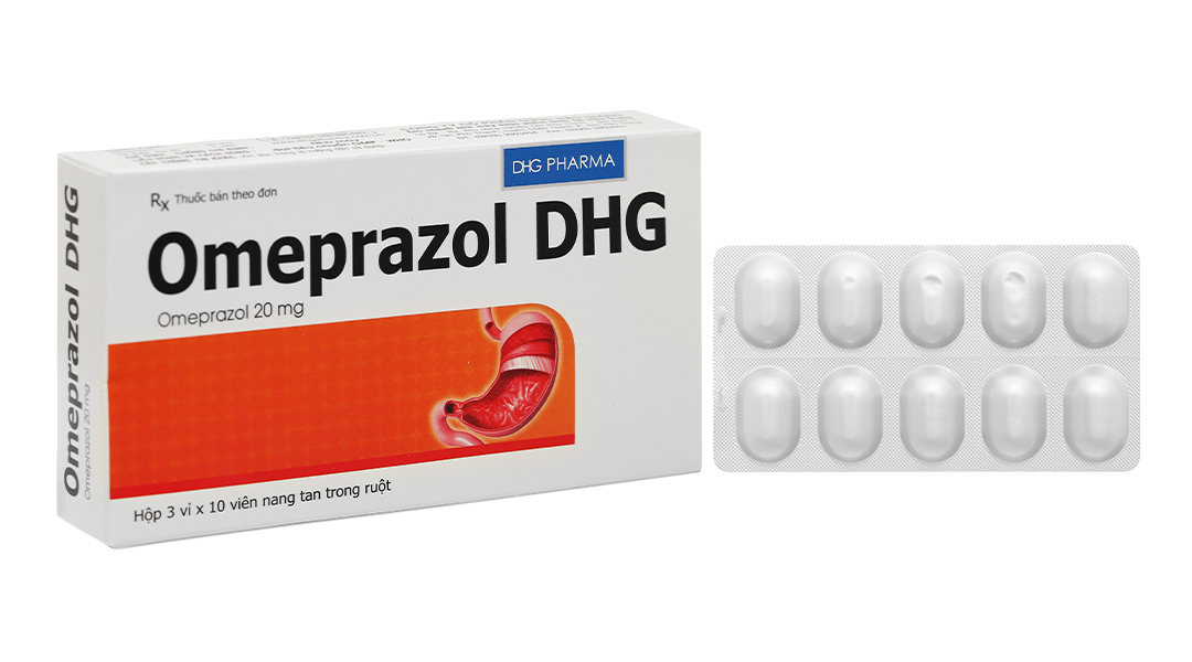 Omeprazol DHG 20mg trị trào ngược dạ dày, thực quản (3 vỉ x 10 viên)