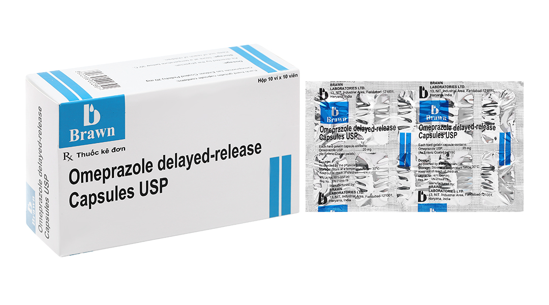 Omeprazole Delayed-Release Capsules USP 20mg trị viêm loét dạ dày (10 vỉ x 10 viên)